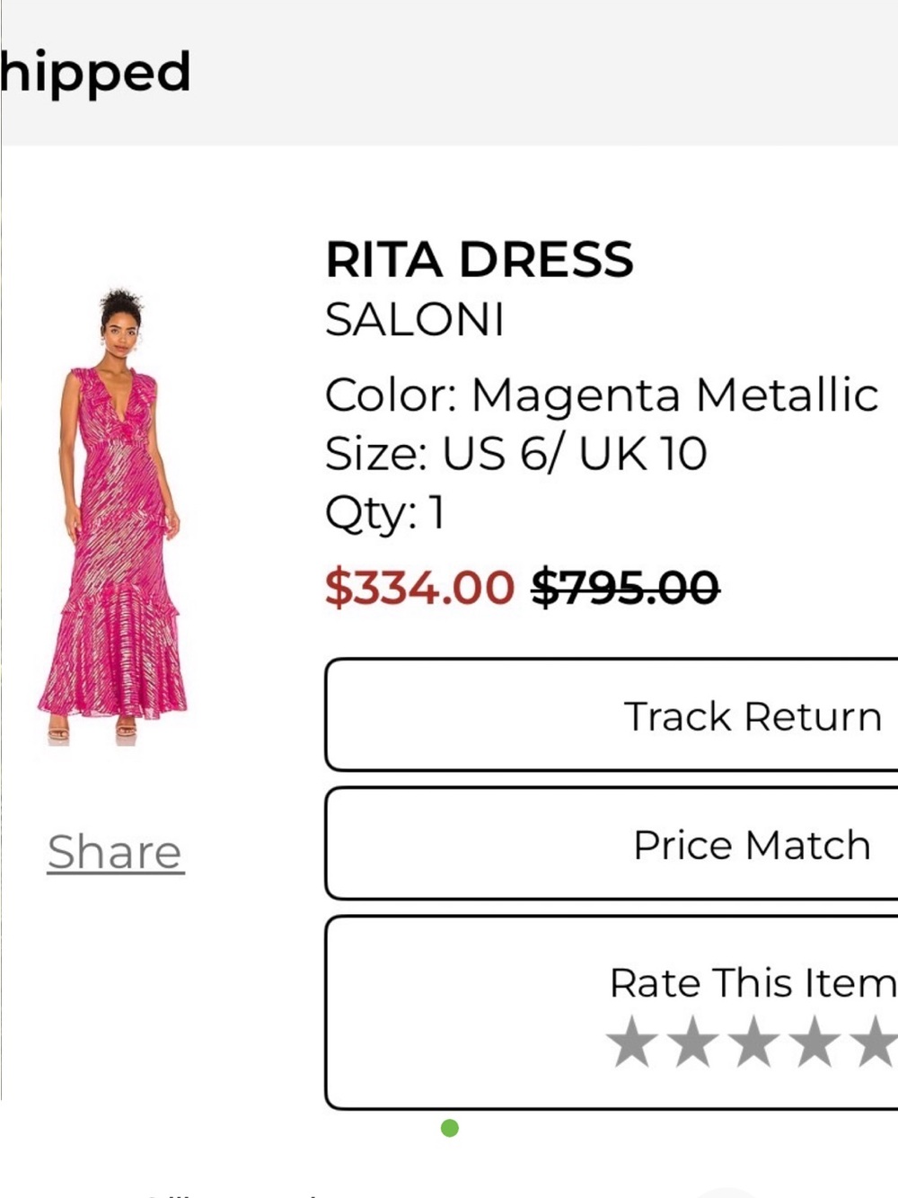 Saloni Rita Dress- Magenta Metallic